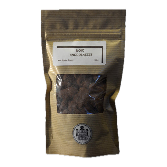 Cerneaux de noix enrobés de chocolat noir, sachet 100 g Photo Jérôme Hutin.