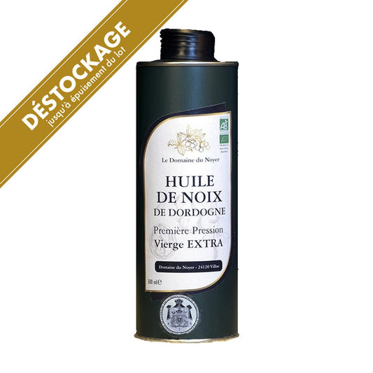 Huile de noix bio de Dordogne en déstockage, jusqu'à épuisement du lot